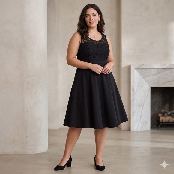torrid Dresses & Skirts - Torrid Womens 14 Black Lace Bodice Fit & Flare Cocktail Dress Sleeveless